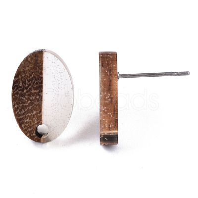 Resin & Walnut Wood Stud Earring Findings MAK-N032-004A-1