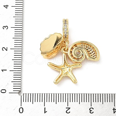Brass Micro Pave Clear Cubic Zirconia European Dangle Charms KK-D426-04G-1