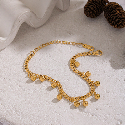 Minimalist 304 Stainless Steel Round Beads Charm Bracelets KO3660-1