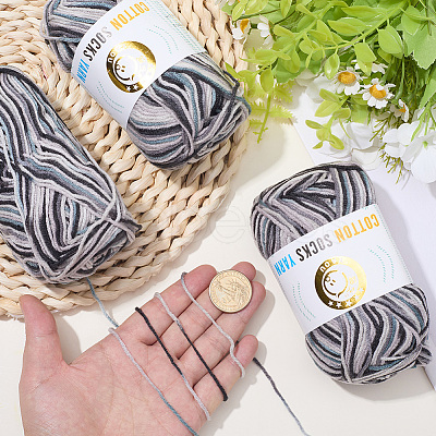 3 Skeins 3-Ply Cotton Sock Yarn YCOR-DJ0001-06A-1