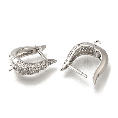Rack Plating Brass Micro Pave Cubic Zirconia Hoop Earring Findings EJEW-H143-07P-1