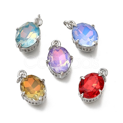 Brass Glass Charms KK-V011-34P-1
