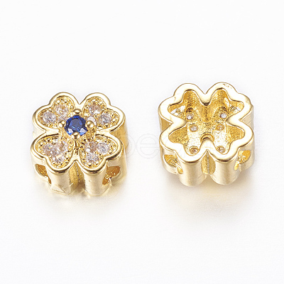 Rack Plating Brass Micro Pave Cubic Zirconia Beads ZIRC-A006-04-1