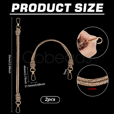 2Pcs Glass Rhinestone Rubber Cord Bag Handles FIND-PH0059-68B-1