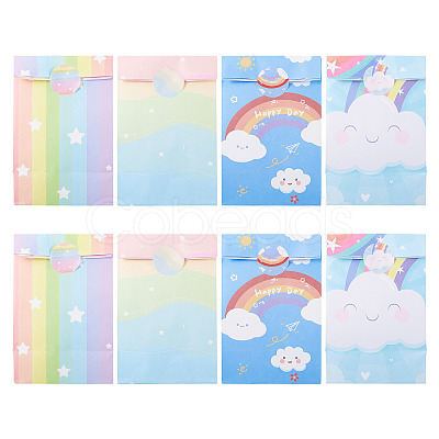 12Pcs 4 Styles Rainbow Print Kraft Paper Gift Bags AJEW-TA0003-38-1