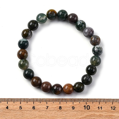Natural Indian Agate Beaded Stretch Bracelets BJEW-I253-8mm-11-1