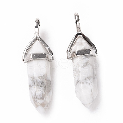 Natural Howlite Pointed Pendants G-K329-55P-1
