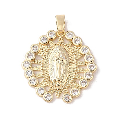 Brass Cubic Zirconia Pendants KK-Z050-09G-01-1