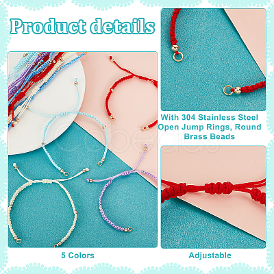 25Pcs 5 Colors Braided Nylon Cord Bracelet Making BJEW-PH01861-1