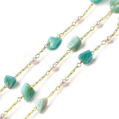 Handmade Natural Amazonite Nuggets Beaded Chains CHC-F020-04G-06-1