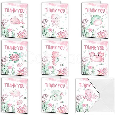 SUPERDANT Rectangle with Marine Life Pattern Thank You Theme Cards DIY-SD0001-06-1