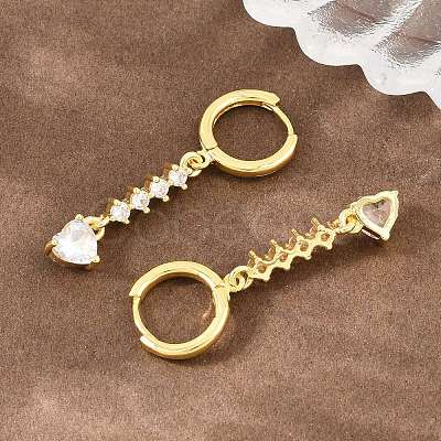 Brass Micro Pave Cubic Zirconia Hoop Dangle Earrings KK-CBA8324-07G-02-1