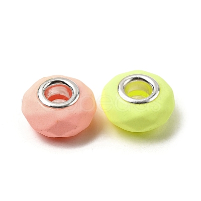 Spray Painted Faceted Resin European Beads RESI-C063-02G-1
