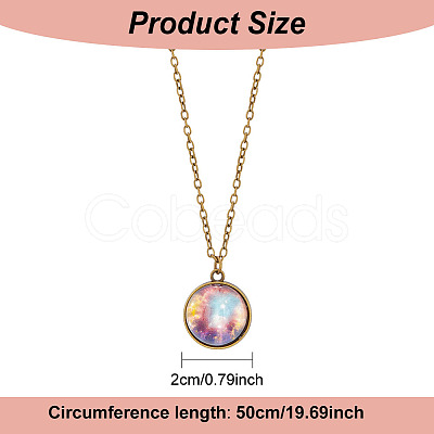 4Pcs 4 Style Luminous Glass Round Planet Pendant Necklaces Set NJEW-FI0001-02-1
