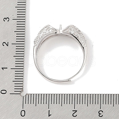 925 Sterling Silver Micro Pave Cubic Zirconia Design Ring Mounts Fittings with Pearl Seat STER-B003-13P-1