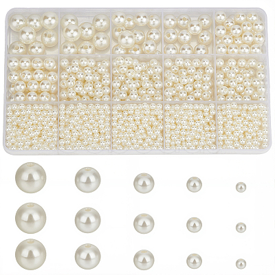 1573Pcs 5 Styles ABS Plastic Imitation Pearl Beads KY-PA0001-13A-1