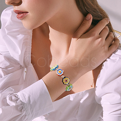 20Pcs 4 Colors Handmade Porcelain Flower Beads PORC-HS0001-05-1
