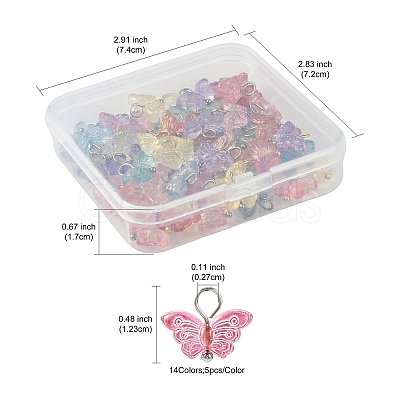 70Pcs 14 Colors Glass Pendants PALLOY-FS00052-1