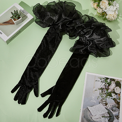 Velvet Long Finger Gloves AJEW-WH20067-005B-1