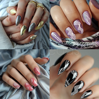 Stainless Steel DIY Nail Art Templates MRMJ-WH0092-030-1