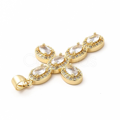 Rack Plating Brass Cubic Zirconia Pendants KK-G456-25G-1