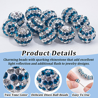 Olycraft 50Pcs Polymer Clay Rhinestone Beads PORC-OC0001-13B-1