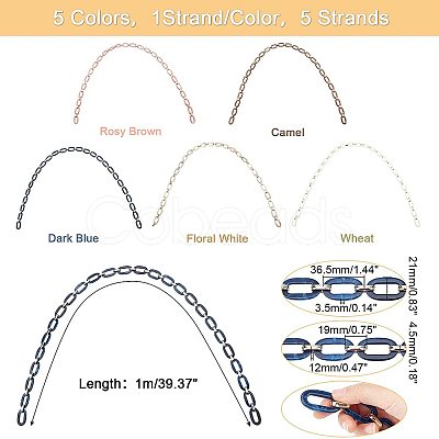 5 Strands 5 Colors Handmade Acrylic Cable Chains AJEW-PH0002-84-1
