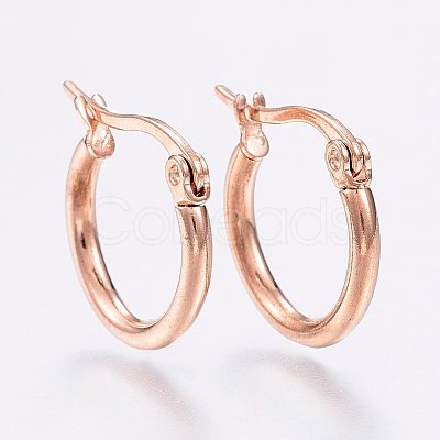 PVD Vacuum Plating 304 Stainless Steel Hoop Earrings EJEW-F105-12RG-1