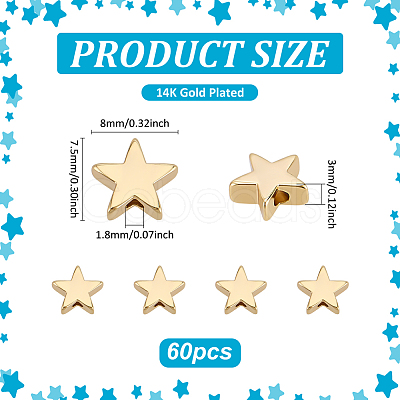 60Pcs Brass Beads KK-PH0012-49G-02-1
