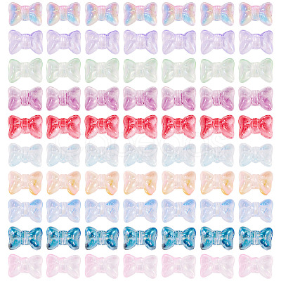 100Pcs 10 Colors Baking Paint Transparent Glass Beads DGLA-TA0001-42-1
