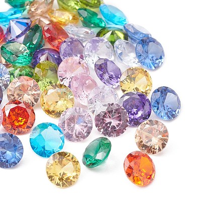 50Pcs 10 Colors Cubic Zirconia Pointed Back Cabochons ZIRC-CJ0001-25-1