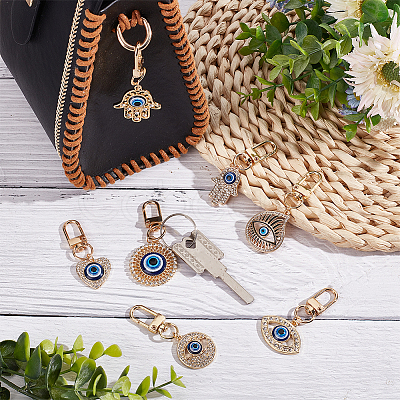 Nbeads 7Pcs 7 Style Evil Eye Resin Pendant Decorations AJEW-NB0003-92-1