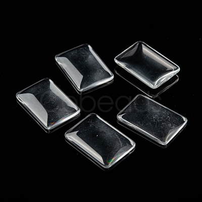 Transparent Rectangle Glass Cabochons GGLA-R025-33x23-1