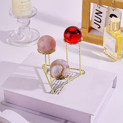 3-Slot Stainless Steel Crystal Ball Organizer Riser Holder ODIS-WH0043-194-1