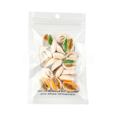 18Pcs 3 Colors Enamel Cowrie Shell Beads SSHEL-FS0001-03-1