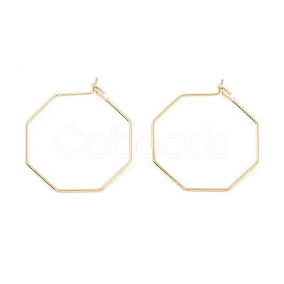 Ion Plating(IP) 316 Stainless Steel Hoop Earrings Findings X-STAS-C029-02G-1