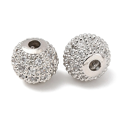 Round Brass Micro Pave Cubic Zirconia Beads ZIRC-N016-01P-8mm-1