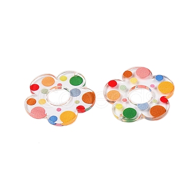 Flower Theme Printed Acrylic Pendants OACR-T028-06I-1