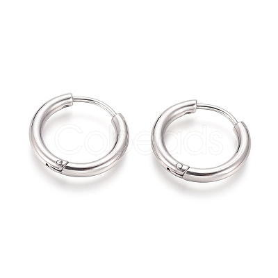 Tarnish Resistant 304 Stainless Steel Huggie Hoop Earrings LS-EJEW-F111B-17mm-P-1