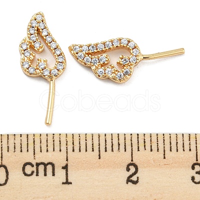 Brass Micro Cubic Zirconia Wing Shape Head Pins KK-Q789-17G-1