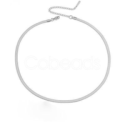 304 Stainless Steel Snake Chain Necklaces for Women WG80FEF-40-1