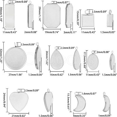 Unicraftale 304 Stainless Steel Pendant Cabochon Settings STAS-UN0004-50P-1