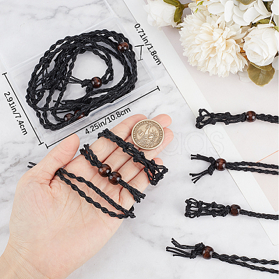 6Pcs Adjustable Waxed Cord Macrame Pouch Empty Stone Holder Necklace Making NJEW-BBC0001-08C-1