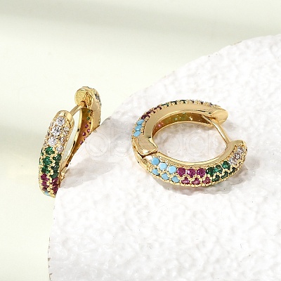 Brass Micro Pave Cubic Zirconia Hoop Earrings KK-CBA8324-24G-03-1
