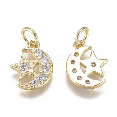 Brass Micro Pave Cubic Zirconia Charms ZIRC-F111-20G-1