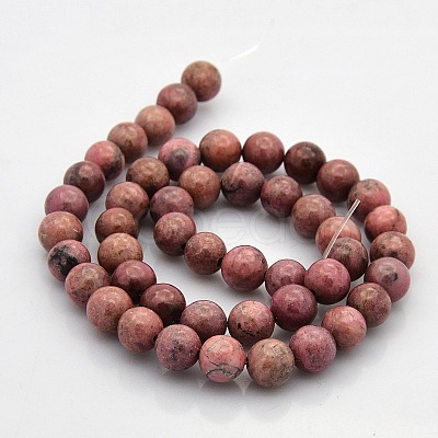 Round Natural Rhodonite Beads Strands G-N0120-35-8mm-1