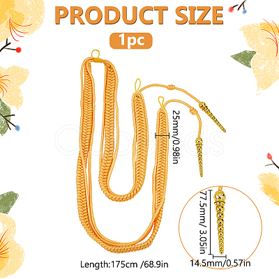 Polyester Fiber Army Shoulder Aiguillette Gold Wire Cord AJEW-WH0475-97A-1