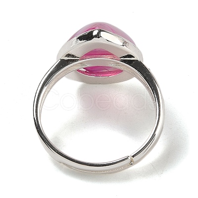 Natural Banded Agate Teardrop Adjustable Rings RJEW-K371-08S-11-1