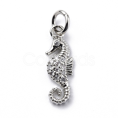 Brass Micro Pave Cubic Zirconia Charms ZIRC-F131-06P-1
