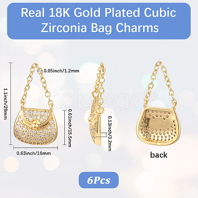6Pcs Brass Micro Pave Cubic Zirconia Pendants KK-BBC0019-72-1